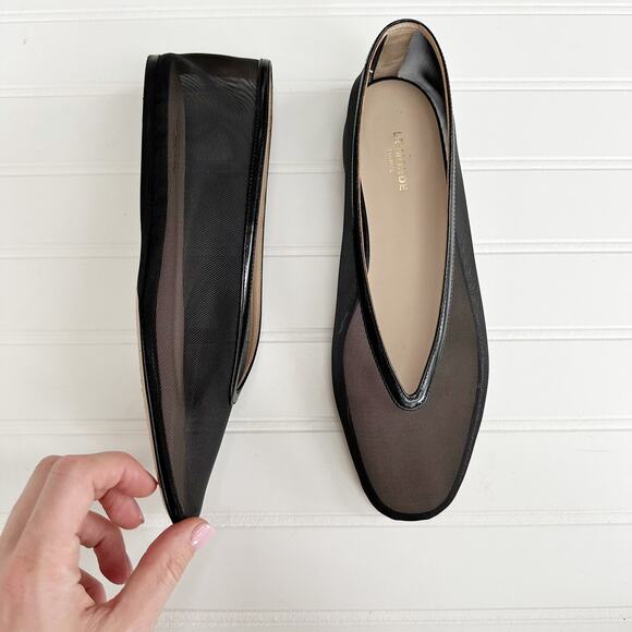 Le Monde Beryl Sheer Mesh Leather Lined Ballet Flats Black Slipper - Picture 8 of 13